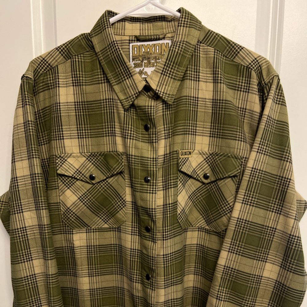 DIXXON Olive and Beige Plaid Shirt